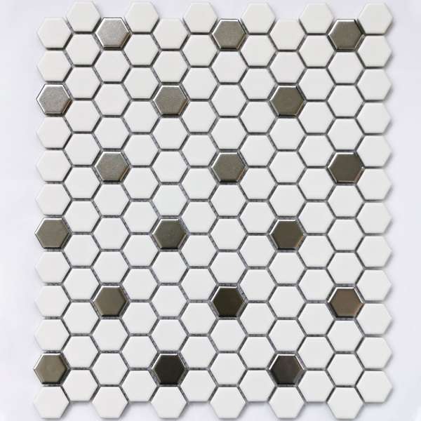 Мозаика Bonaparte Babylon Silver Matt, цвет белый серый, поверхность матовая, прямоугольник, 260x300
