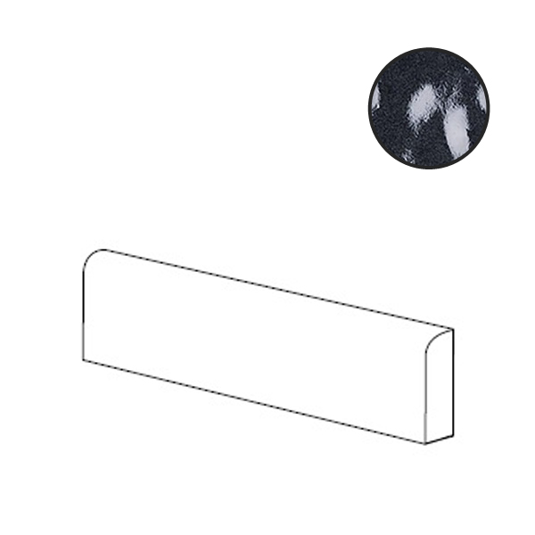 Керамическая плитка Бордюры Ergon Abacus Becco Civetta Lux Carbone ELJK, цвет чёрный, поверхность глянцевая, прямоугольник, 75x200