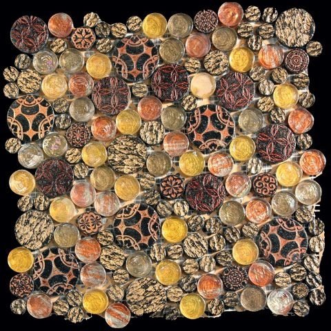 Мозаика Natural Mosaic Fusion MOK-008 (Стекло Мрамор Агломерат), цвет разноцветный, поверхность глянцевая, квадрат, 305x305