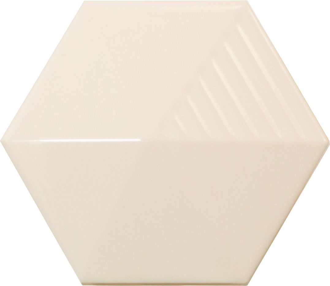 Керамическая плитка Equipe Magical 3 Umbrella Cream 23072, цвет бежевый, поверхность глянцевая 3d (объёмная), шестиугольник, 107x124