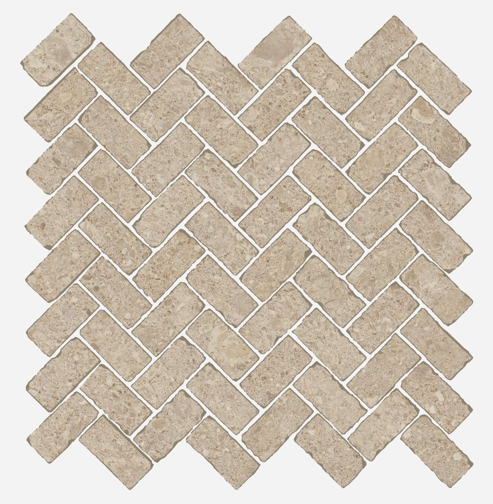 Мозаика Italon Genesis Cream Mosaico Cross 620110000092, цвет бежевый, поверхность матовая, под кирпич, 315x297