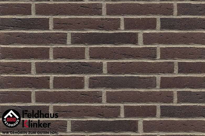 Клинкер Feldhaus Klinker Sintra Geo R697DF17, цвет чёрный, поверхность матовая, под кирпич, 52x240