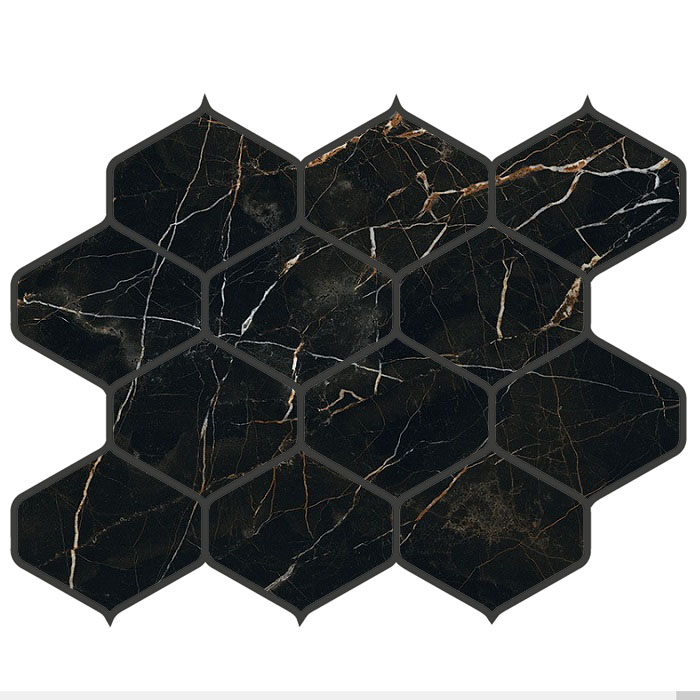 Мозаика Cerdomus Iskra Mosaico Ninfa Saint Laurent Levigato 94474, цвет чёрный, поверхность полированная, прямоугольник, 277x350