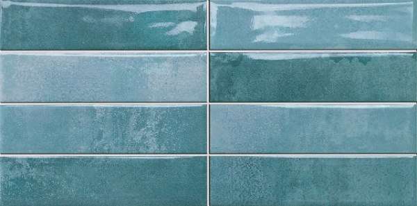 Керамическая плитка Dual Gres Luken Aqua Gloss, цвет бирюзовый, поверхность глянцевая, под кирпич, 300x600