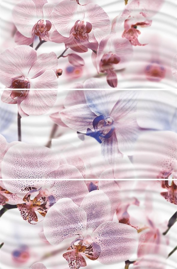 Панно Global Tile Fortuna Princess Орхидеи 1604-0032, цвет розовый, поверхность глянцевая, прямоугольник, 400x600