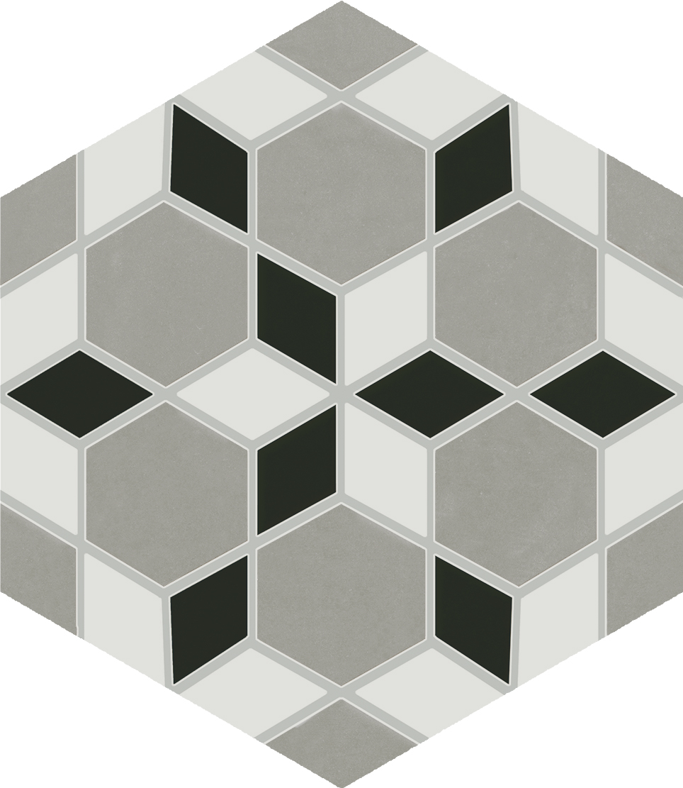 Декоративные элементы Kerama Marazzi Кальсада 8 VT\A291\SG1010, цвет белый серый чёрный, поверхность натуральная, шестиугольник, 104x120
