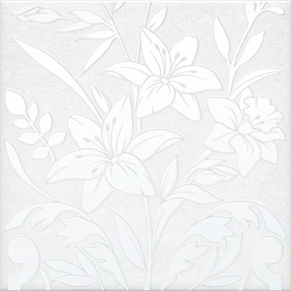 Декоративные элементы Kerama Marazzi Барберино 3 белый глянцевый HGD\A567\5155, цвет белый, поверхность глянцевая, квадрат, 200x200