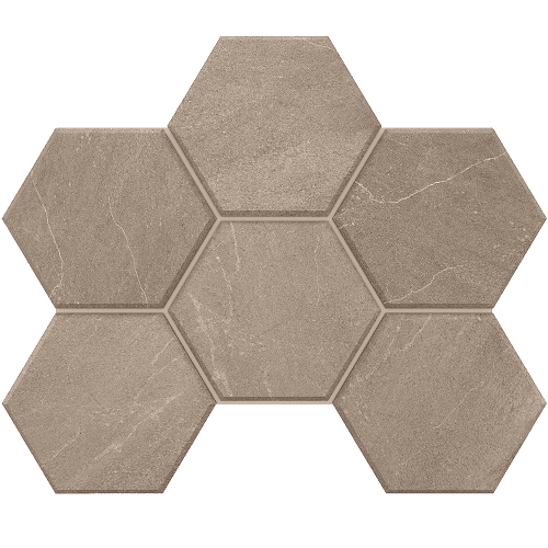Мозаика Estima Gabbro Grey GB02 Hexagon Неполированный 25x28,5 39871, цвет серый, поверхность матовая, шестиугольник, 250x285