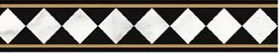 Бордюры Villeroy Boch Victorian Marble Border Diamond K1425MKB40, цвет чёрно-белый, поверхность глянцевая, прямоугольник, 75x400