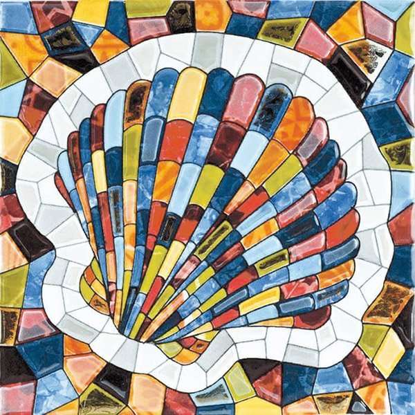 Декоративные элементы Glazurker Catalonia Shell, цвет разноцветный, поверхность глянцевая, квадрат, 200x200