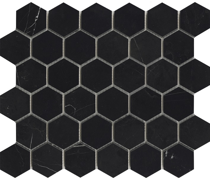 Мозаика L'Antic Colonial Essential Hexagon Negro Marquina Pulido L241717581, цвет чёрный, поверхность полированная, шестиугольник, 258x298
