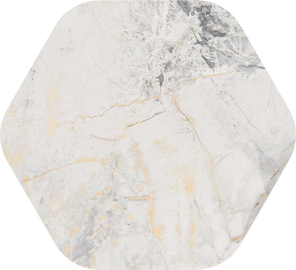 Керамогранит Vives Marblelous Pietra Erdek, цвет белый серый, поверхность матовая, шестиугольник, 1100x1200