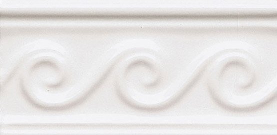 Бордюры Adex ADNE4066 Relieve Olas PB Blanco Z, цвет белый, поверхность глянцевая, прямоугольник, 75x150