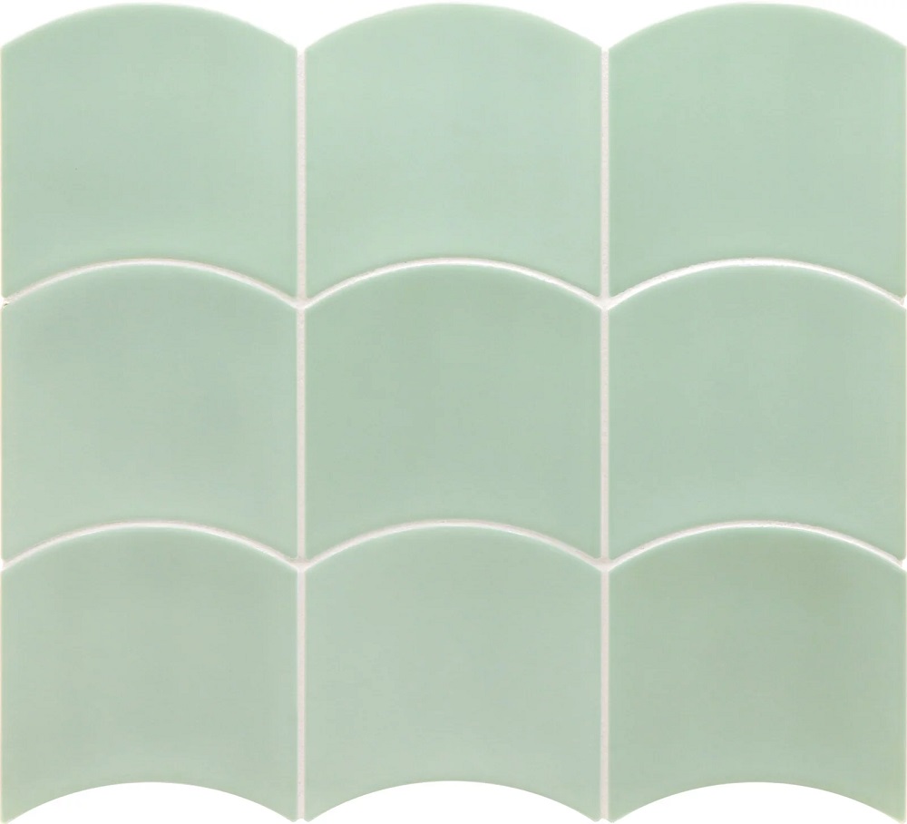Керамическая плитка Equipe Wave Mint 28836, цвет зелёный, поверхность глянцевая, чешуя, 120x120