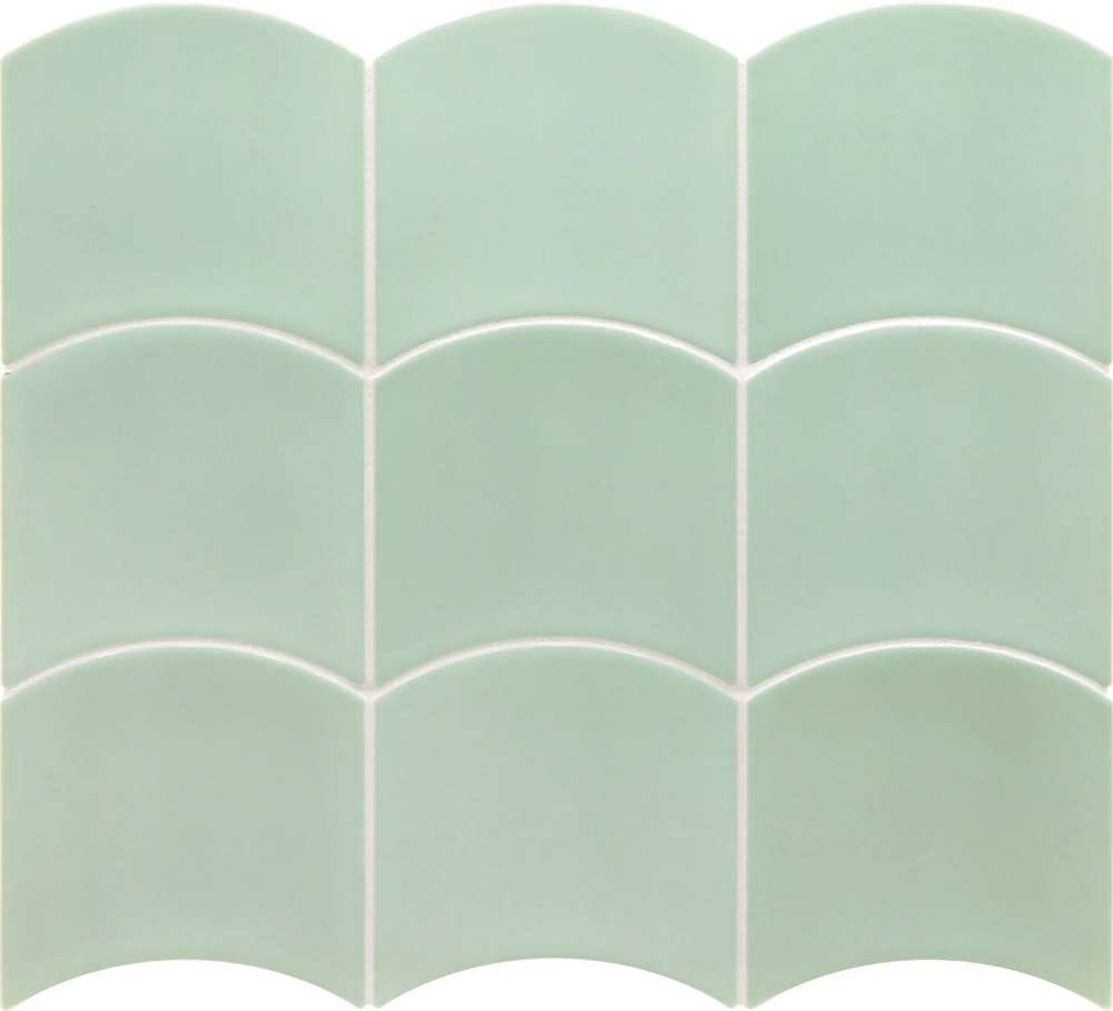 Керамическая плитка Equipe Wave Mint 28836, цвет зелёный, поверхность глянцевая, чешуя, 120x120