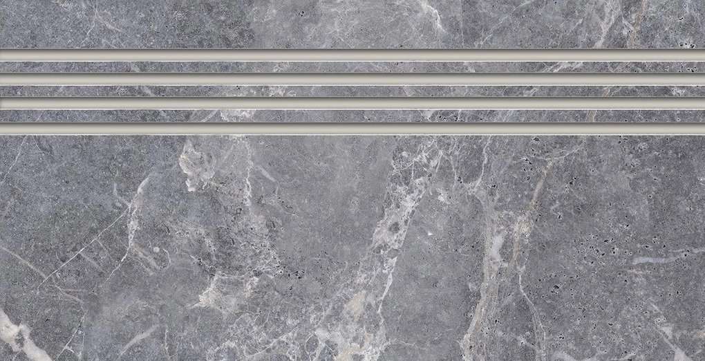 Ступени Kerranova Marble Trend K-1006/LR/st01, цвет серый, поверхность лаппатированная, прямоугольник, 294x600