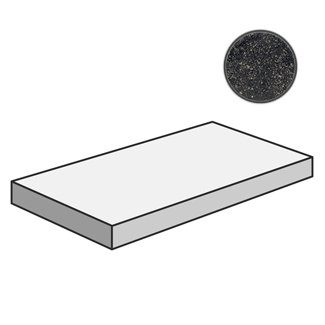 Ступени Italon Room Black Stone Scalino Angolare DX 620070001222, цвет чёрный тёмный, поверхность патинированная, прямоугольник с капиносом, 330x600