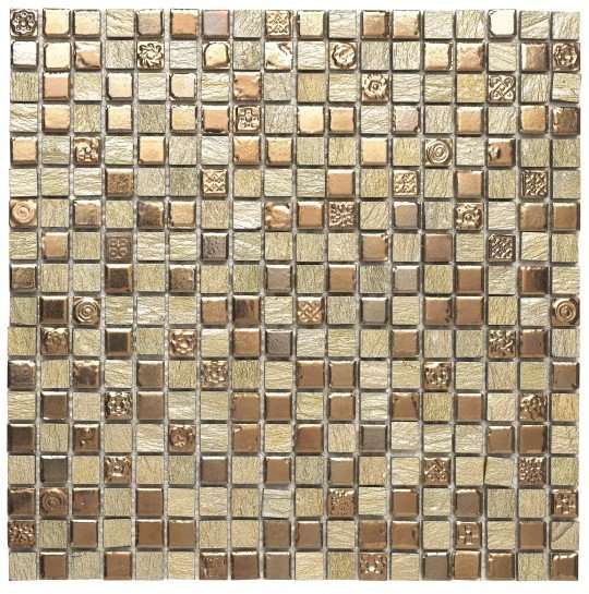 Мозаика Dune Ceramic Mosaics Thea 186544, цвет золотой, поверхность глянцевая матовая, квадрат, 300x300
