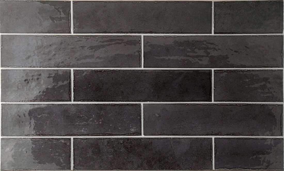 Керамогранит Equipe Tribeca Basalt 26874, цвет чёрный, поверхность глянцевая, под кирпич, 60x246