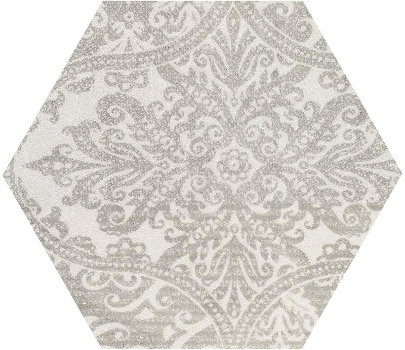 Декоративные элементы Provenza Gesso Esagona Patchwork Pearl Grey E3F2, цвет серый, поверхность матовая, шестиугольник, 255x294