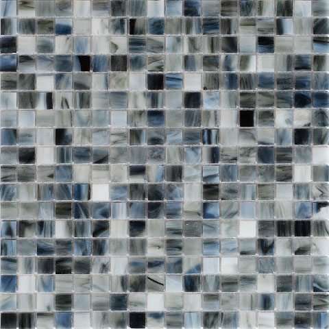 Мозаика Alma Mosaic Smalto SM24, цвет серый чёрный, поверхность глянцевая, квадрат, 150x150