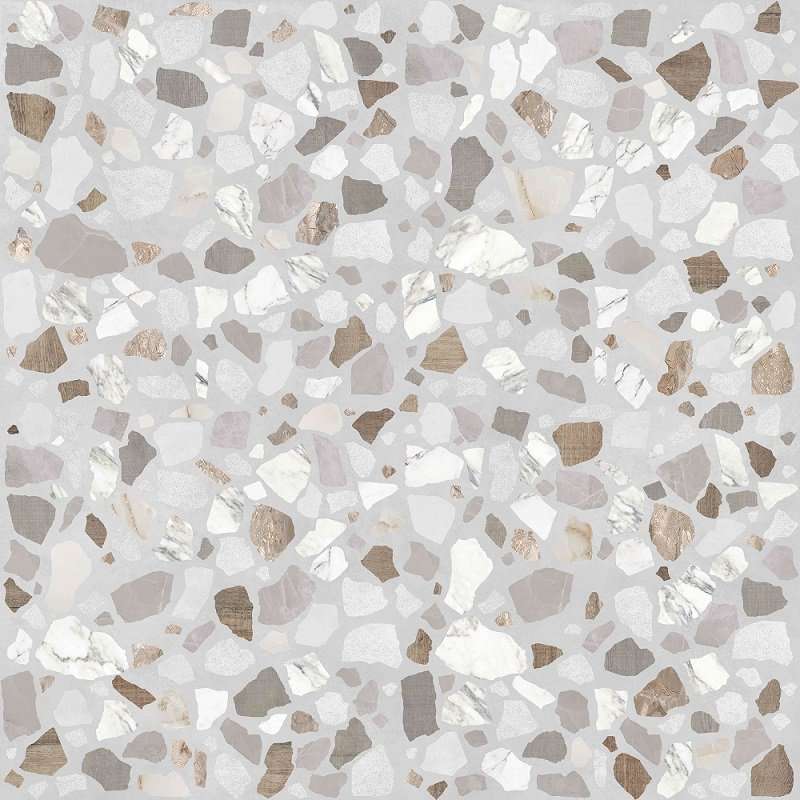 Керамогранит Creto Tropicano Ecle NP_P0001, цвет белый серый коричневый, поверхность матовая, квадрат, 600x600