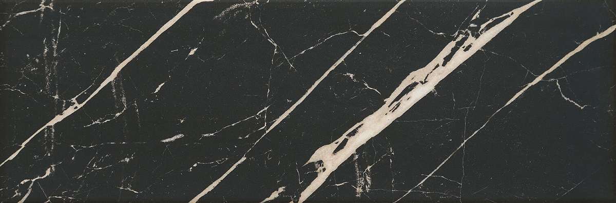Керамическая плитка Tubadzin W-Carilla Black, цвет чёрный, поверхность глянцевая, прямоугольник, 148x448
