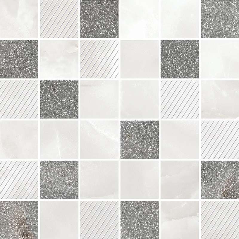 Мозаика Azori Opale Grey Mosaic, цвет белый серый, поверхность глянцевая матовая, квадрат, 300x300