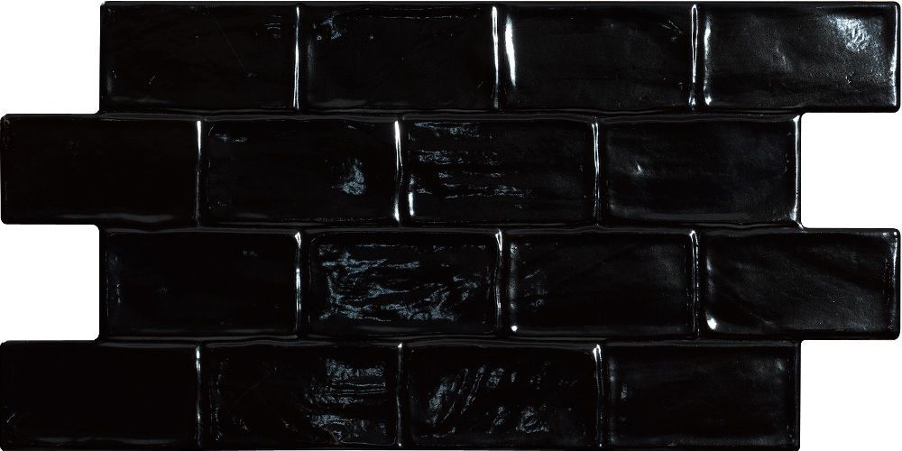 Керамогранит El Molino Space Negro, цвет чёрный, поверхность полированная, кабанчик, 333x666