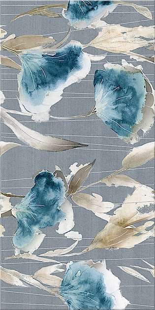 Декоративные элементы Azori Aura Atlantic Floris Decor, цвет голубой, поверхность глянцевая, прямоугольник, 315x630