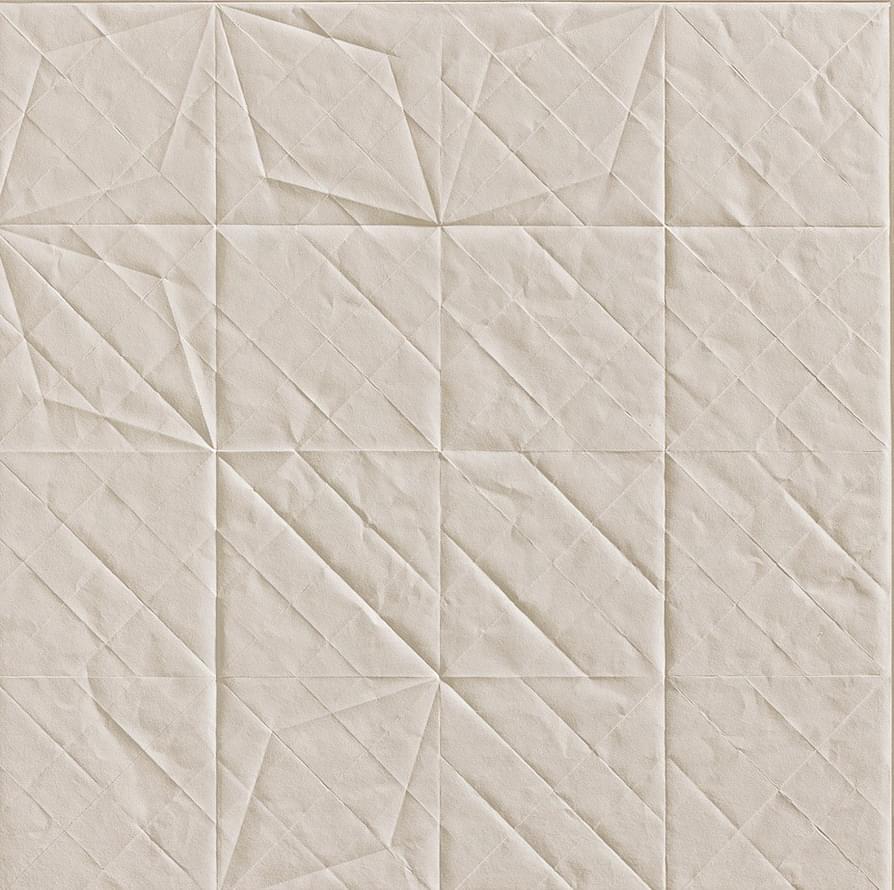 Керамогранит Mutina Folded Bianco Refo01, цвет бежевый, поверхность матовая, рельефная, квадрат, 600x600