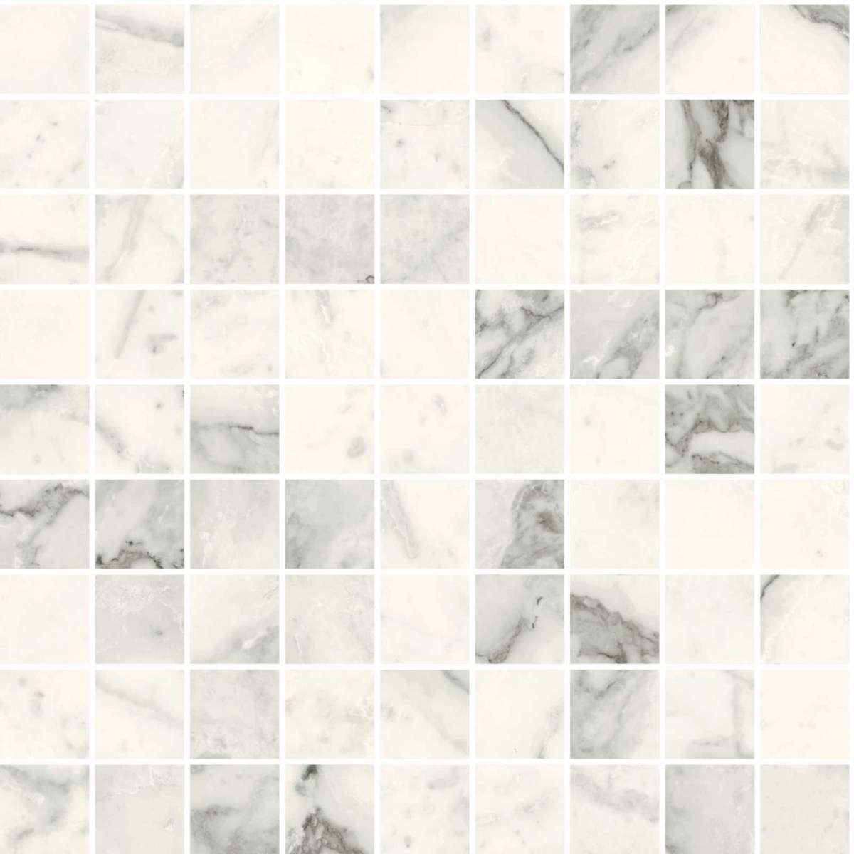 Мозаика Marazzi Italy Allmarble Mosaico Calacatta Extra M44Y, цвет белый серый, поверхность матовая, квадрат, 300x300