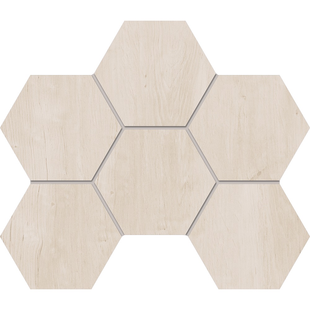 Мозаика Estima Soft Wood Nordic Hexagon SF01 Неполированный 25x28,5 69403, цвет бежевый, поверхность матовая, шестиугольник, 250x285