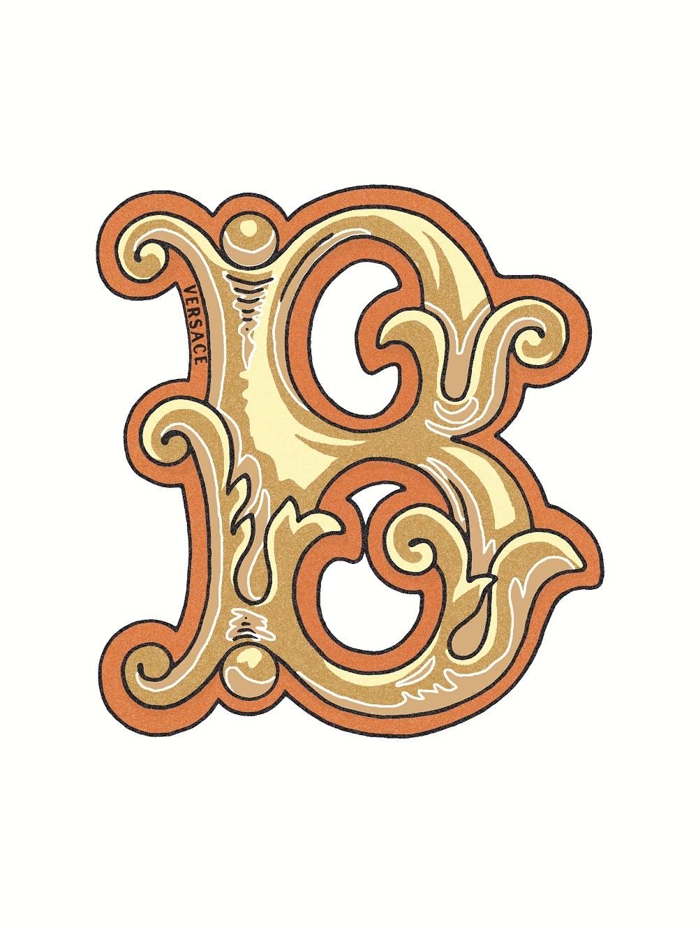 Декоративные элементы Versace Alphabet Lettera Bianca B 48941, цвет белый золотой, поверхность глянцевая, прямоугольник, 145x194
