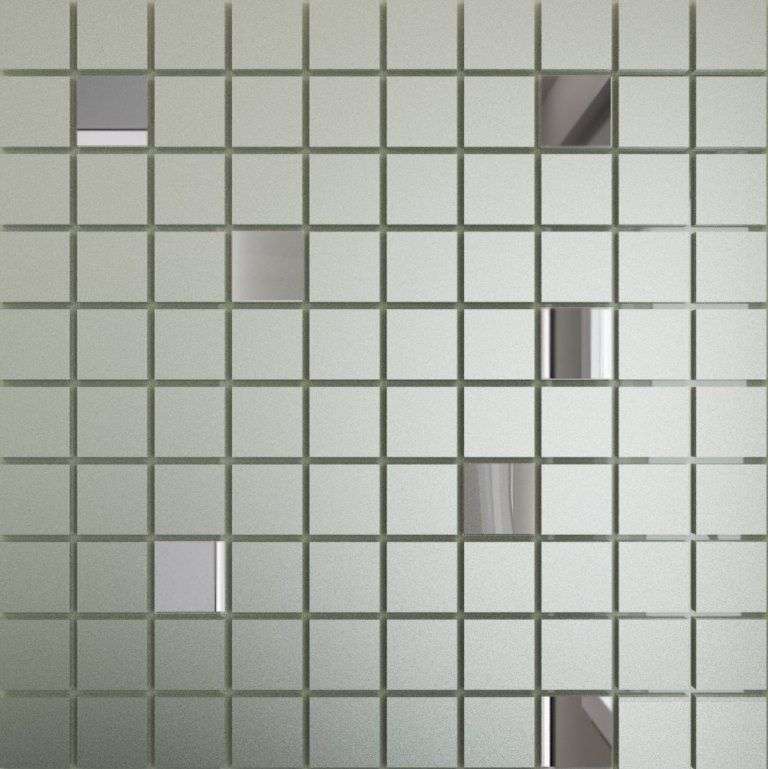 Мозаика ДСТ Мозаика зеркальная Серебро матовое + Графит См90Г10 25х25, цвет серый, поверхность глянцевая, квадрат, 300x300
