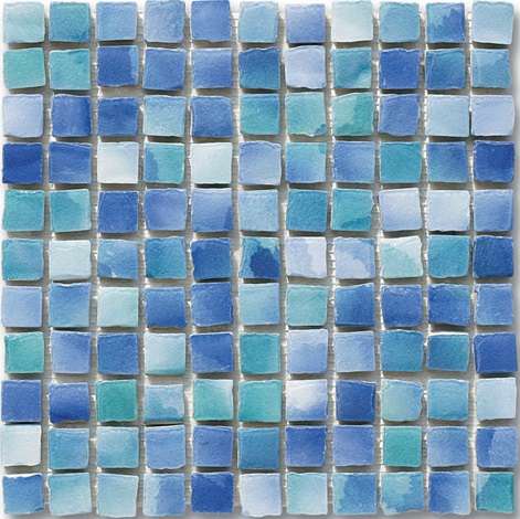 Мозаика Ker-av Frammenti&Riflessi Acqua Verde su Rete (2,5X2,5) KER-9024, цвет голубой, поверхность глянцевая, квадрат, 300x300