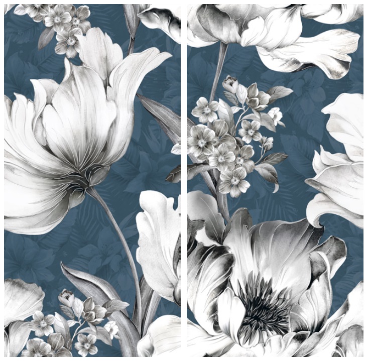 Декоративные элементы Elios Love&Decors Peony 00H6ADD, цвет белый синий, поверхность матовая, прямоугольник, 600x1200