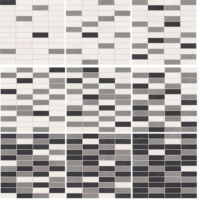 Мозаика Ergon Cornerstone Mosaico Plurima Degrade EKS3, цвет чёрно-белый, поверхность натуральная, квадрат, 300x300