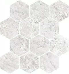 Мозаика Floor Gres Plimatech Plimawhite/02 6mm Hive 776709, цвет белый, поверхность матовая, шестиугольник, 300x340