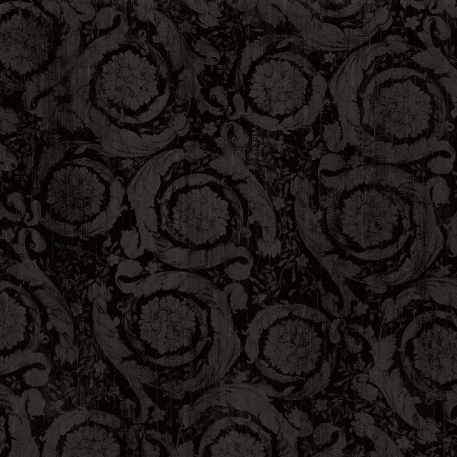 Керамогранит Versace Eterno Barocco Carbon 263070, цвет чёрный, поверхность натуральная, квадрат, 800x800