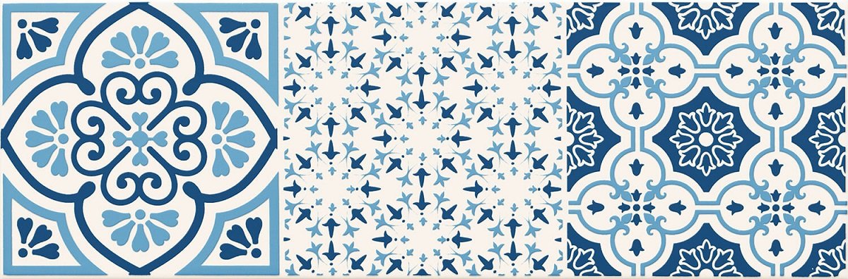 Декоративные элементы Tubadzin Avignon Cobalt 3, цвет синий, поверхность глянцевая, прямоугольник, 148x448