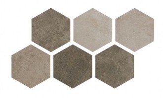 Керамогранит Argenta Atlas Hexagon Multi Cold, цвет серый, поверхность матовая, шестиугольник, 220x250