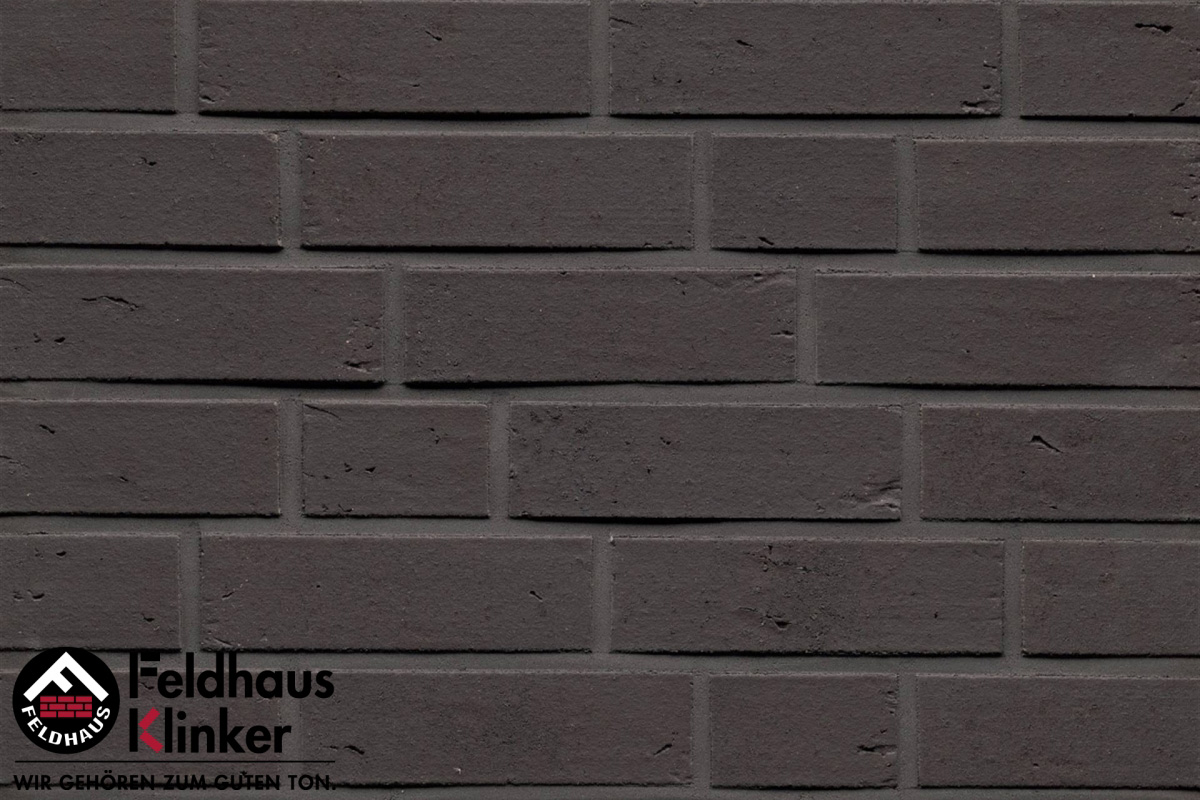 Клинкер Feldhaus Klinker Vascu Vulcano R761NF14, цвет чёрный, поверхность матовая, под кирпич, 71x240