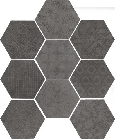 Керамогранит Cir Riabita Il Cotto Esagona Fabric Industrial 1047249, цвет серый, поверхность матовая, прямоугольник, 240x277