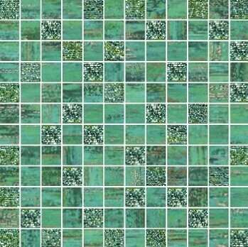 Мозаика Brennero Mosaico Lux Mix Quadretti Verde, цвет зелёный, поверхность лаппатированная, квадрат, 300x300