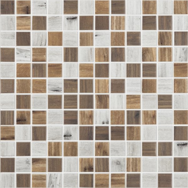 Мозаика Vidrepur Wood Blend, цвет белый коричневый, поверхность матовая, квадрат, 317x317