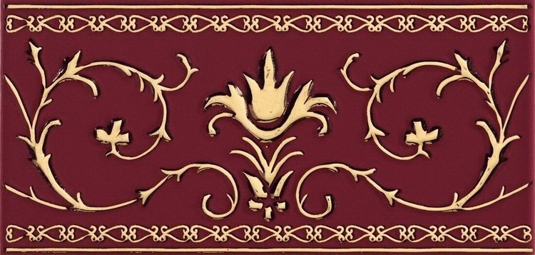 Бордюры Petracers Grand Elegance Gold Narciso A Su Bordeaux, цвет бордовый, поверхность глянцевая, прямоугольник, 100x200
