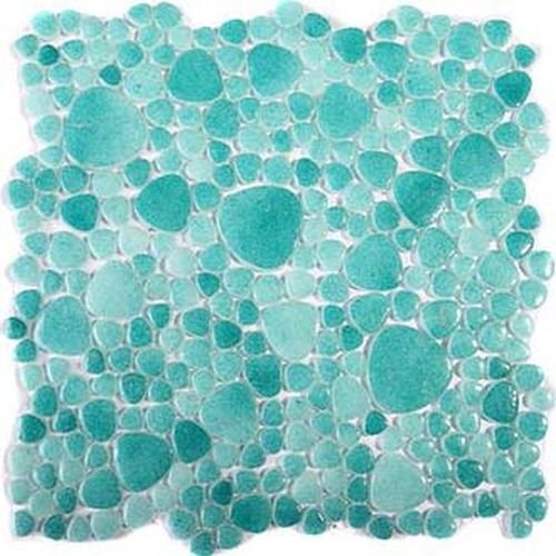 Мозаика Chakmaks Pebble D.208, цвет бирюзовый, поверхность глянцевая, квадрат, 290x290