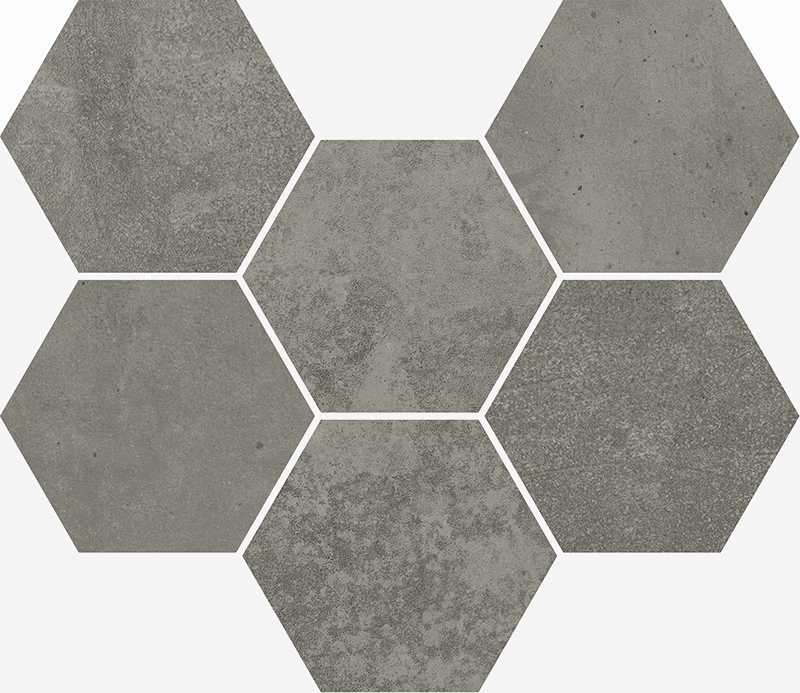 Мозаика Italon Terraviva Dark Mosaico Hexagon 620110000110, цвет серый тёмный, поверхность матовая, шестиугольник, 250x290