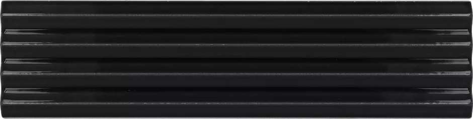 Керамическая плитка Equipe Costa Nova Black Praria Glossy 28468, цвет чёрный, поверхность глянцевая 3d (объёмная), прямоугольник, 50x200